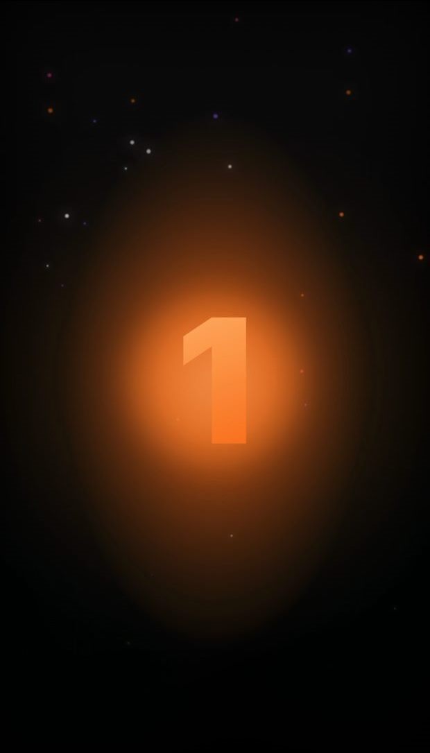 Many app — full-screen countdown hitting one before the reveal