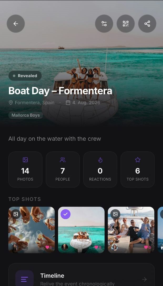 Many app — memories revealed, event now fully open with top shots