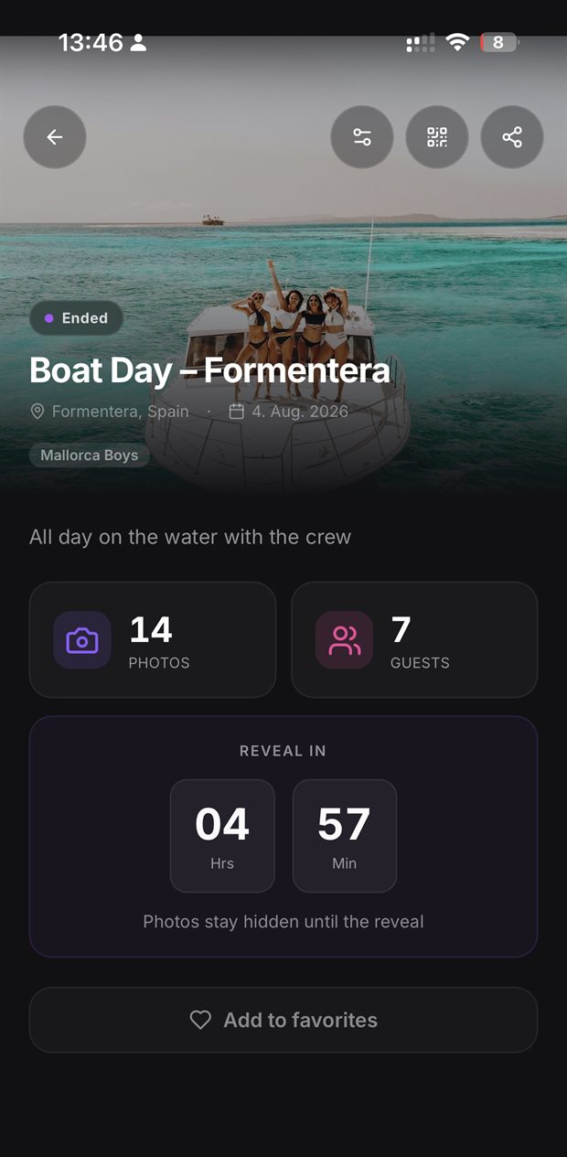 Many app — event ended, countdown running until the reveal